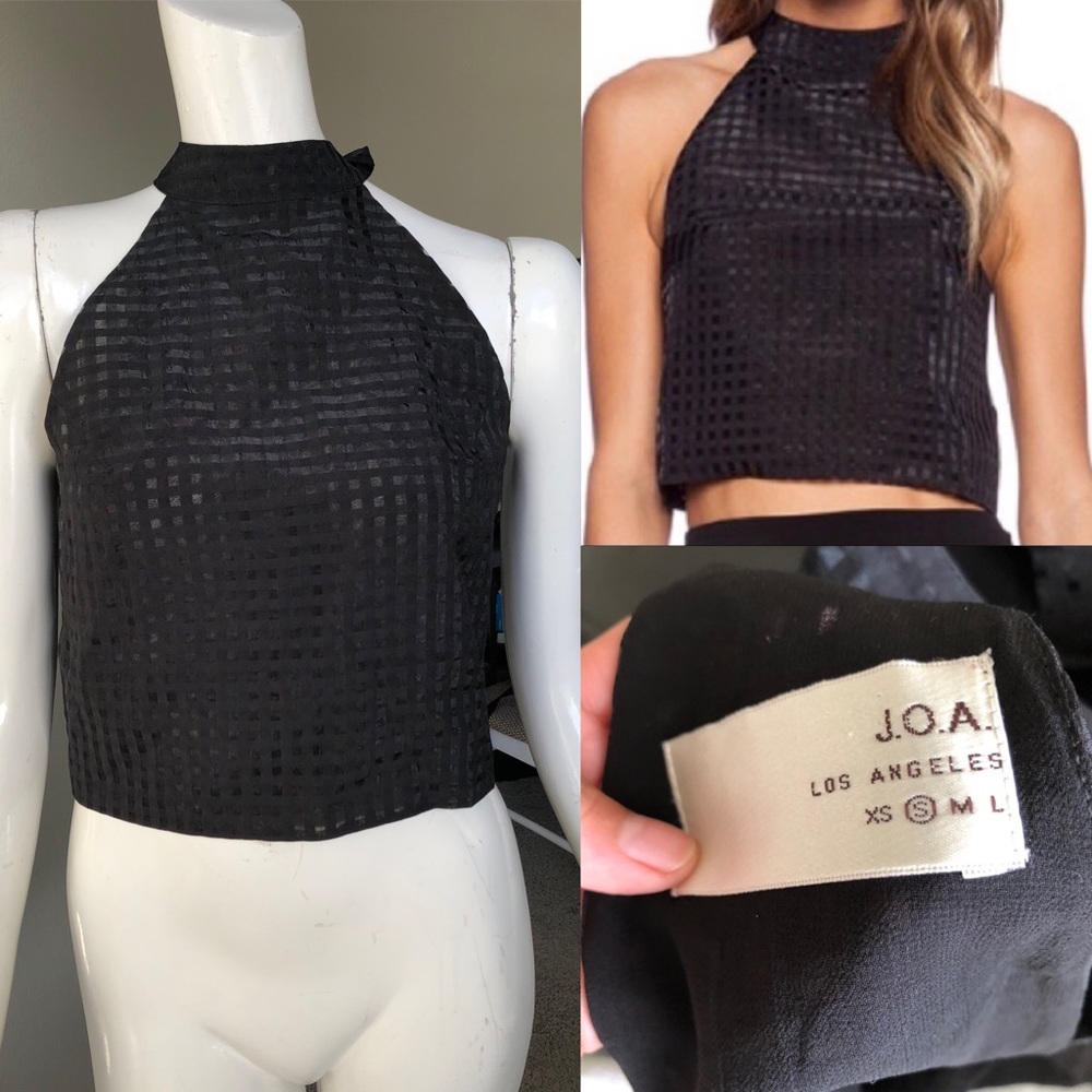 J.O.A. Black Halter Crop Top Size S